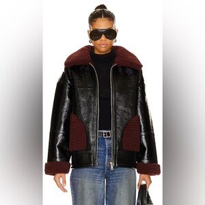 NWT $575 Apparis Catalina Jacket Noir and Burgundy XL